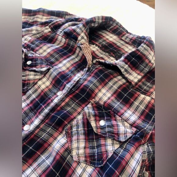 Pearl snap button 100% cotton plaid flannel - Picture 9 of 14